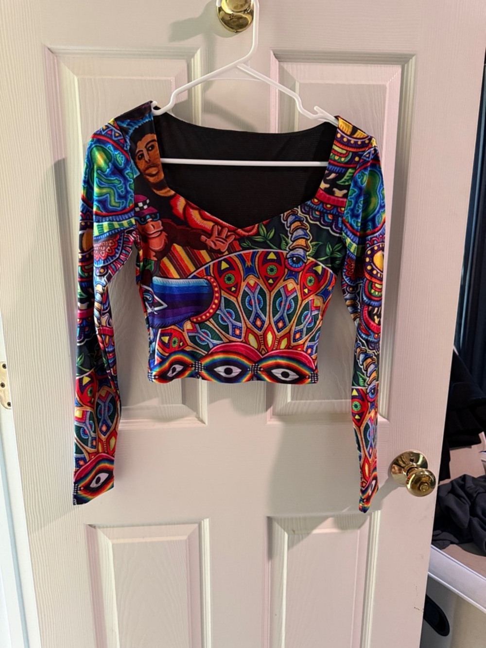 Chris Dyer Vibrant Multi-Color Long Sleeve Crop Top